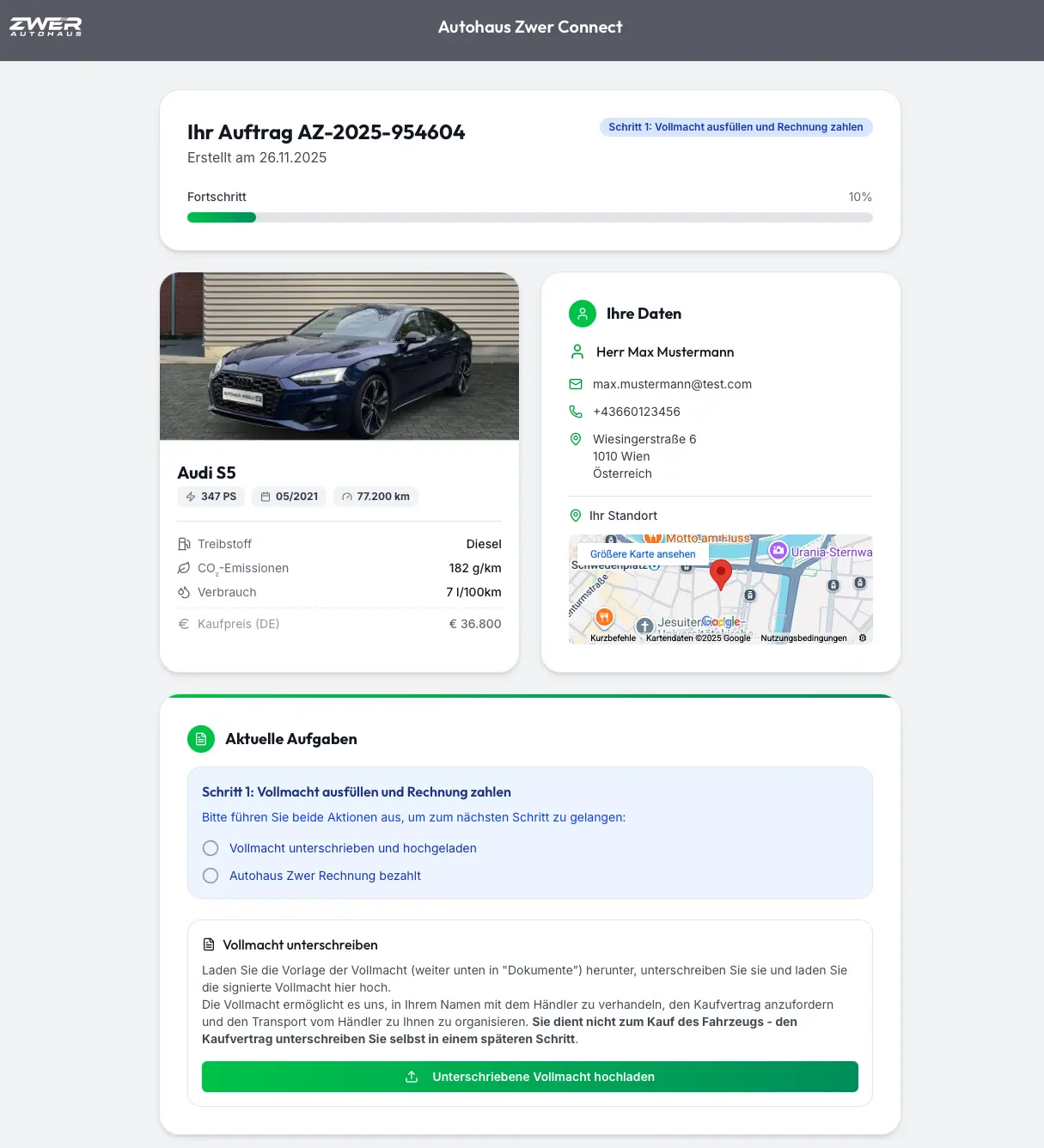 Autohaus Zwer Connect Dashboard